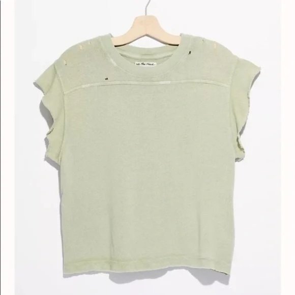 FREE PEOPLE Warrior Distresssed T-Shirt in Sage - NWT - Small - Picture 4 of 4